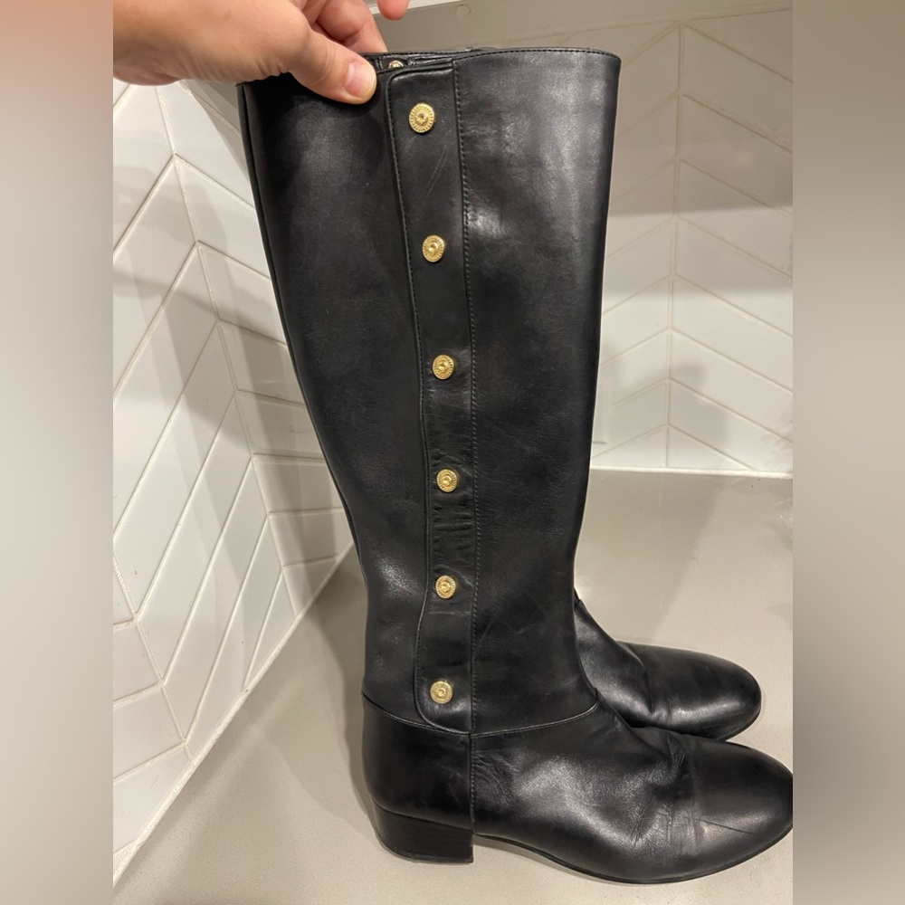 NINE WEST Black Oryan Tall Leather Boots